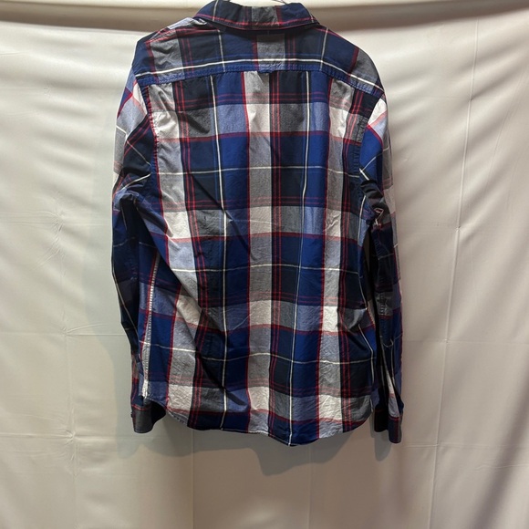 Express Men's Plaid Shirt Jacket in Blue and Red - Picture 2 of 3